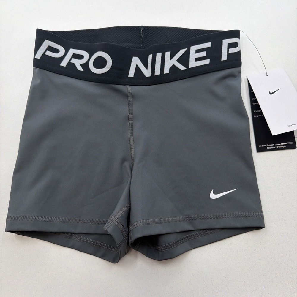 Nike Pro Womens 3" Shorts Dri-FIT Iron Grey CZ9857-068 XS